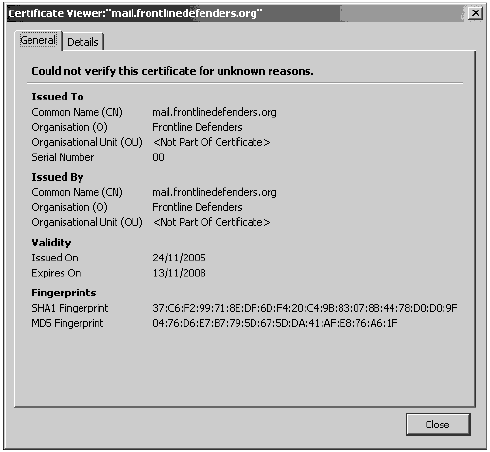 cerficate info